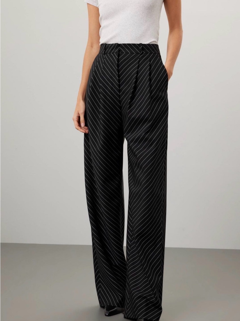BOSS Takua Black Pinstripe Trousers - Size 8